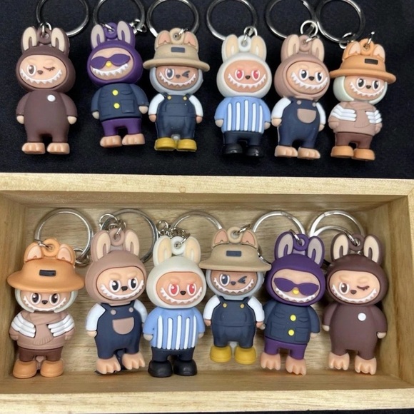 Labubu doll keychains mini set of 4 - Picture 2 of 4